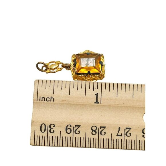 UNCAS Citrine Colored Rhinestone Filigree Ring Pendant Set Gold Tone Vintage - Picture 6 of 7